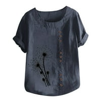 Lastesso Womens Ljeto kratkih rukava pamučne majice Trendy maslačak za ispis Ležerne prilike T majice