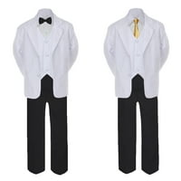 5- Formalno crno bijelo odijelo Set senf za luk kravate prsluk dječak dijete