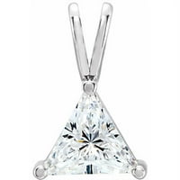 Troangle Diamond Solitaire Privjesak ogrlica 14k bijelo zlato Gia certificirano