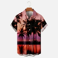 Lolmot Havajske majice za muškarce Ležerne prilike, džepovi kratkih rukava Bluze Ljetna kokosova stablo tiskano dugme dolje na plaži