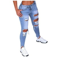 FVWitlyh vrećaste traperice Y2K Ženske superirane velike struke traperice u nevolji raste ravne Jean Traper pantalone