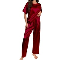 Svilene pidžame za žene Pidžama set za žene satenski svilenkasti pidžama set kratkih rukava s dugim pintnim pantalim setom mekom PJ salona