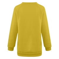 Cleance Womens DukseriCirtshoodyes za žene Sretan božićni ženski ležerni dugi rukav O-izrez Duks pulover bluza Yellow XL