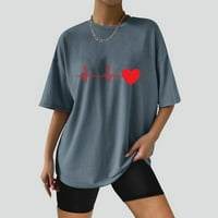 Ženske bluze kratkih rukava i vrhovi modni otkucaji srca Grafičke majice Majica Labavi okrugli vrat Tunic Tops osnovnih bluze