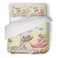 Posteljina Crtana IT Djevojka za bebe i žirafe animirane bebe Twin Veličina prekrivač sa jastukom za kućni posteljina ukras
