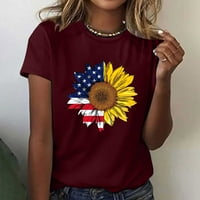 Yyeselk američke košulje za zastave Žene patriotski bluze 4. jula Memorijalni dan Poklon majica Casual American Ponosni tee vrhovi za dame vino m