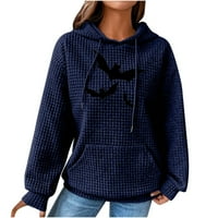 Duksev ustaljenu odjeću Ženska modna casual Hallowee tiskani s kapuljač s kapuljačom dugih rukava Pleveni džemper gornji plavi 2xl