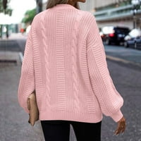 FSQJGQ prevelizirani džemperi za žene udobne labave fit duge bate s rukavima V izrez otvorena prednji