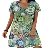 Luxplum dame majica haljina kratkih rukava mini haljine cvjetni ispisani suncobran, letnji ljetni plavi