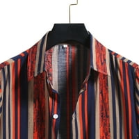 Ljetni trendi čišćenje muški majica Muška modna pamučna posteljina prut Print s majica majica s kratkim
