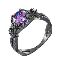 Elegantne djevojke Fau Amethyst intelid prsten za prste vjenčanje EngangBoyst nakit poklon bakreni crni