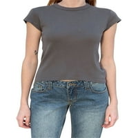 Liacowi ženske tanke fit useve ležerne prilike pune boje posada kratkih rukava uska košulja za kratka majica Basic Streetwear