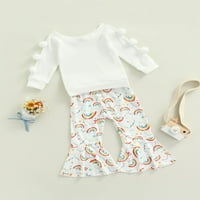 Jaweiw Baby Girl Outfits Outfits Dugi rukav čipke za čipke + cvjetne hlače Toddler Djevojka Set odjeće