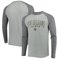 Muški pojmovi Sport Heather Siva New Orleans Saints Ledger Raglan dugih rukava Henley majica