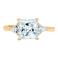 2,32ct princeza rez plavi simulirani dijamant 18k žuti zlatni godišnjica angažmana kamena prstena veličine