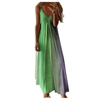 Wendunide haljine za žene ženske dame plus veličine labave pruga bez rukava dugi haljina maxi haljina zelena