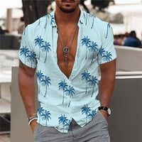 Havajska majica za muškarce, ljetna plaža casual majica s kratkim rukavima majice, tiskane palmshadow