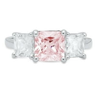4.0ct Squareg smaragd rez ružičasti simulirani dijamant 14k bijelo zlato graviranje godišnjice Angažovanje