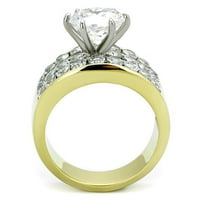 Ženski zlatni prstenovi dvotonski prsten od nehrđajućeg čelika od nehrđajućeg čelika sa AAA CZ-om CR-a Clear TK1553