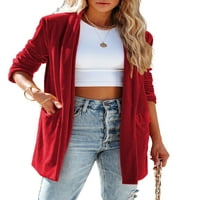 Niveer dame kardigan jakna s dugim rukavima Business Jakne šal ovratnik Blazers Elegantna odjeća Velvet Wine Red XL