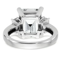 14k bijeli zlatni prsten za prsten moissanite Octagon Emerald BAGUETTE