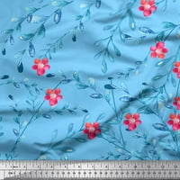 Siimoi plavi pol georgette tkaninski listovi, sova i ružičasta cvjetna tkanina za ispis u dvorištu široko