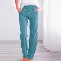 Growesty Ženske hlače Čišćenje moda Žene Ležerne prilike pune boje Elastične labave hlače Ravne široke
