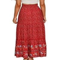 Niveer žene Ljetne casual ljuljačke duge suknje dame asimetrije suknje cvjetne tiskane praznične elastične struke labave suknje