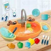 Igračke kuhinjskog sudopera s tekućom vodom Pretvara se pribor za pranje posuđa posuda Kuhinjski dječaci