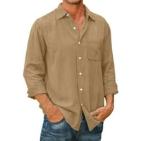 Muška desenu Jesenja Jesenska košulja pamučne džepove Okrenite dugme za ovratnik dugih rukava s dugim rukavima bluza