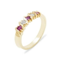 Britanci napravio je 10k žuto zlato prirodno rubin i dijamantni ženski prsten - veličine opcija - veličine