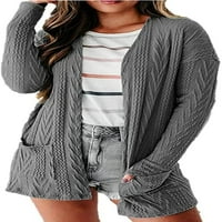 Ženski zimski kardigan džemper trendi otvoren prednji ležerni labavi mekani lagani topli pleteni džemper
