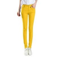 Wozhidase Jeans za žene Visoka uspona Moda Jean Clic Solid Boja gležnjače Traperice Ležerne prilike