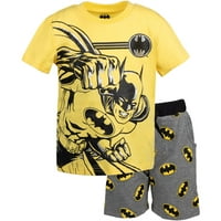 Ligaška komična liga Batman majica i francuski Terry Shorts Outfit postavio je malinu na veliko dijete