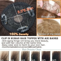 Toppers za kosu za tanjivanje kose Klip u pravoj ljudskoj pruzi za kosu Mono osnovna kosa za žene prirodna crna