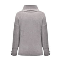 Košulje za ženske ležerne vrhove luk ovratnik čvrste dugmad rukave pleteni džemper topla majica na vrhu