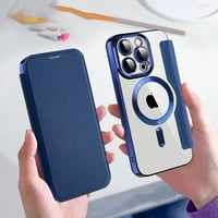 SANIMORE futrola za iPhone 6.1 sa magsafeom, [bežična punjenje] PU kože FOLIO [Držači karata RFID blokiranje] [Film za objektiv] Kickstand puni zaštitni otporan na udarce [Clear stražnji poklopac] -blue