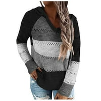 PhoneOap modni ženski povremeni patchwork V-izrez duge rukave s kapuljačom džemper s kapuljačom vrhom