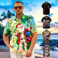 Sretna božićna majica muškarci kratki rukav lapeli havajske majice