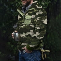 wendunide muški košulja Muška maskirna turtlenacke plišani džemper muški gumb pulover PUSH PUSHEW sa džepom muške haljine majice vojska zelena m
