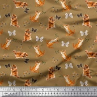 Soimoi Yelgov mahovina Georgette tkanina INSECT & CAT životinjski otisak zanatske tkanine uz dvorište