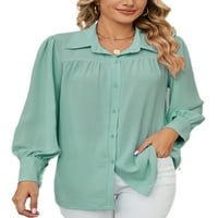 LUMENTO DAMI FIFFON majice s majicom dolje bluza dugih rukava elegantna tunika majica rever izrez zelena