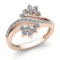 Real 1.5ct okrugli rez Diamond Dame Personalizirani cvjetni godišnjica vjenčana traka čvrstog 10k ruža,