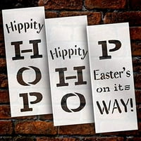 Hipini HOP - Uskrs je na putu - vertikalni - trijem Sign Stencil by Studior za višekratnu upotrebu Mylar Otkucaj za naboj za bojenje - palete - DIY Spring Decor - Odaberite veličinu