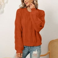 Ležerni džemper s dugim rukavima za žene Trendi solidne boje okrugli vrat pulover vrhove labavog fit