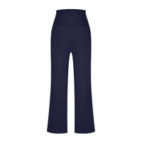 Ženske joge pantalone od lampica Slim Fit Solid Boja visoke struk široke noge gamaše hlače udobna lagana teretana Workout Jogger Dukset mornarice XL