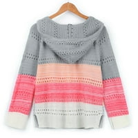 Zlekejiko je modni casual patchwork kardigan rukave džemper dugačka ženska bluza s kapuljačom