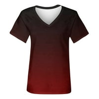 Ženski bluze Ženska modna casual tiskana V-izrez kratki rukav za bluzu s kratkim rukavima Crveni XXL