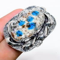 K Blue Azurite Gemstone Handmade Sterling srebrni nakit zvona veličine 10