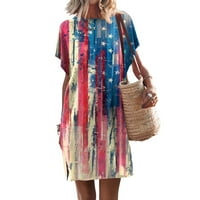 Baycosin haljine za žene ljetne kratkih rukava majica haljina casual festival tiskana haljina za
